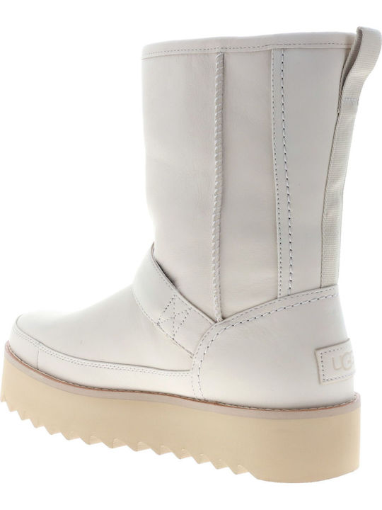 1106913 Leder Stiefeletten Damen Beige