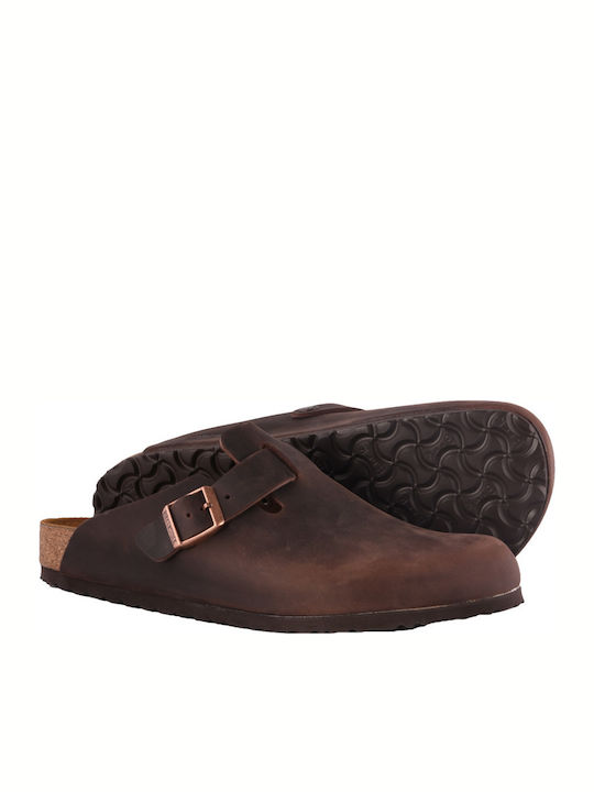 Birkenstock Boston Men's Leather Anatomic Clogs Brown