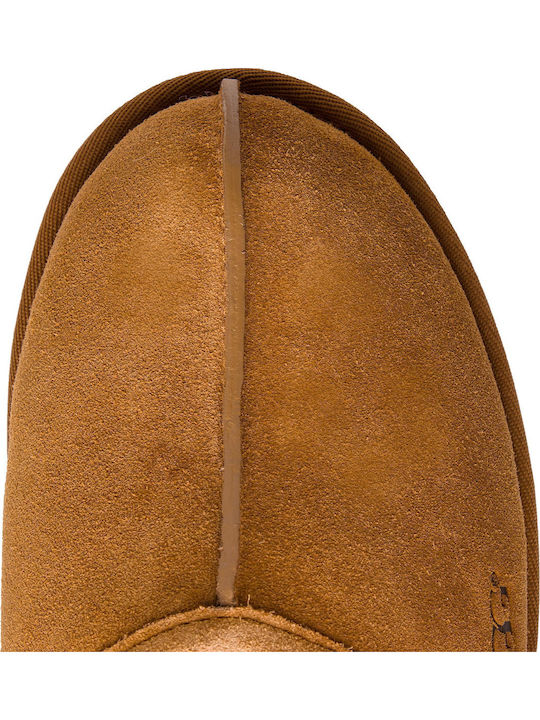 Scuff Men's Leather Slippers Chestnut