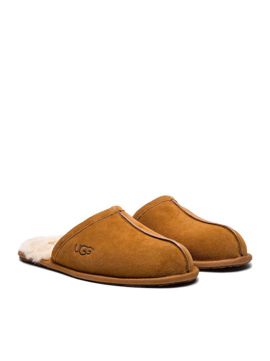 Scuff Men's Leather Slippers Chestnut