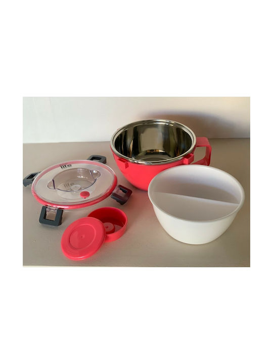 Ecolife Inox Thermo Lunch Box Double Wall Round Pink 850ml
