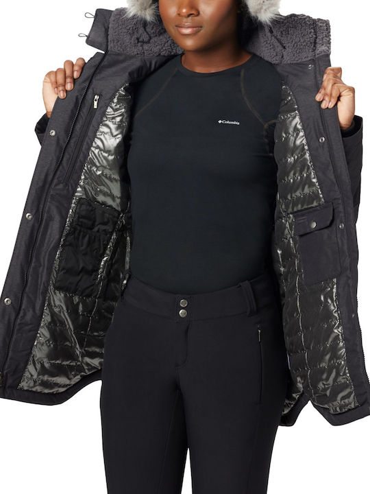 Carson Women's Long Parka Jacket for Winter with Hood Black