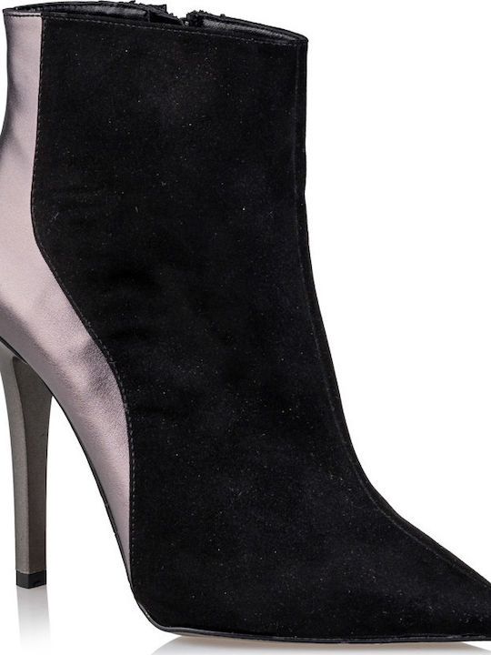 Envie Shoes Suede Γυναικεία Μποτάκια Αστραγάλου με Τακούνι σε Μαύρο Χρώμα