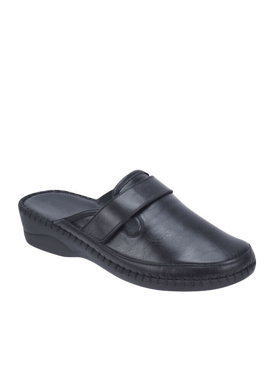 Anatomical Leather Women's Slippers Black