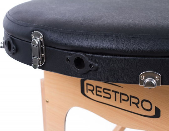 Rest Pro Classic Oval 3 Κρεβάτι Μασάζ και Φυσικοθεραπείας Φορητό/Πτυσσόμενο Μαύρο από Ξύλο 192x71εκ.