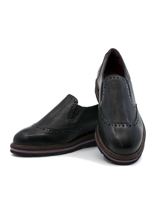 Salandra Ανατομικά Γυναικεία Slip-On Δερμάτινα Μαύρα