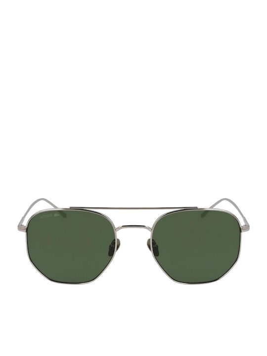 Lacoste Men's Sunglasses with Silver Metal Frame and Green Lens L210S-714