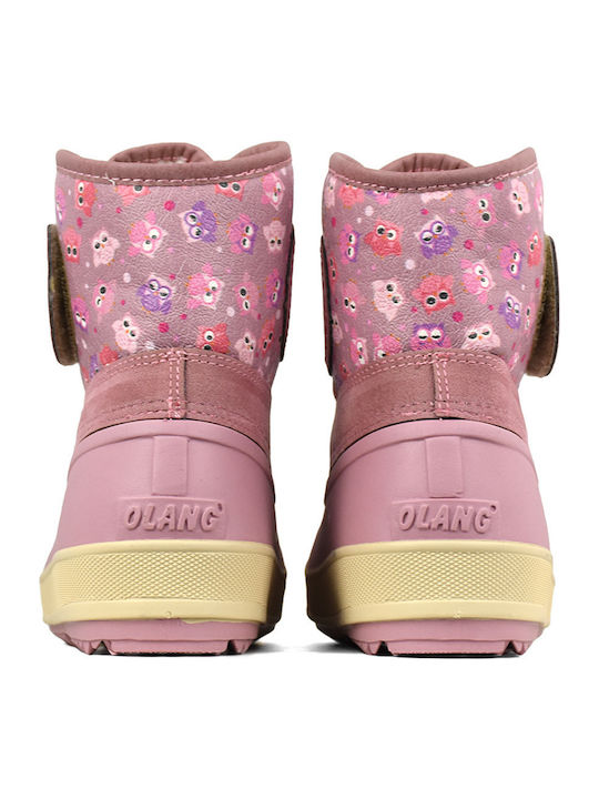 Birba Suede Kids Snow Boots with Velcro Pink