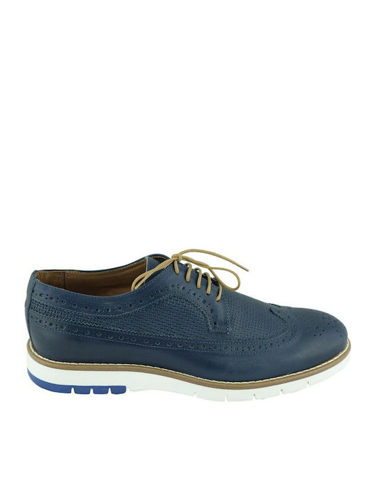 Damiani 722 Men's Leather Casual Shoes Blue