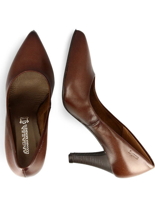 Anatomic Leather Pointed Toe Stiletto Tambac Brown High Heels