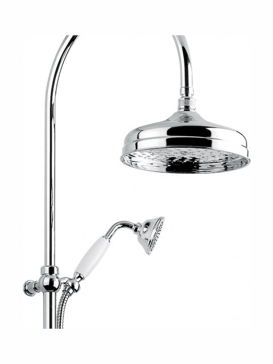 Bugnatese Oxford Ρυθμιζόμενη Στήλη Ντουζ με Μπαταρία 92-125cm Ασημί