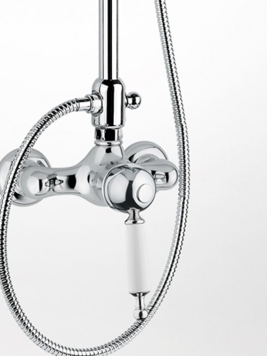 Bugnatese Oxford Adjustable Shower Column with Bathtub Mixer 92-125cm Silver