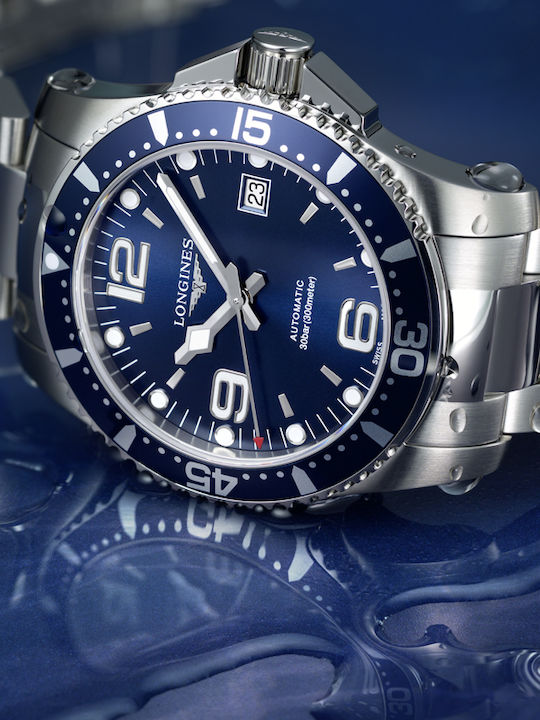 Longines Hydroconquest Herrenuhr 41mm Automatisch mit Silber Metallarmband