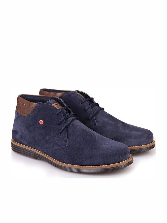 Suede Navy Μπλε Ανδρικά Μποτάκια