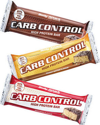 Body Attack Carb Control Bar with 45% Protein & Flavor Crispy Caramel 100gr