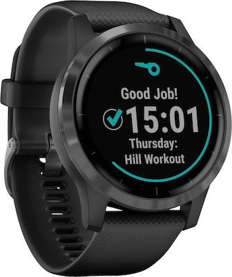 Garmin Vivoactive 4 Stainless Steel 45mm Αδιάβροχο Smartwatch με Παλμογράφο (Black/Slate)