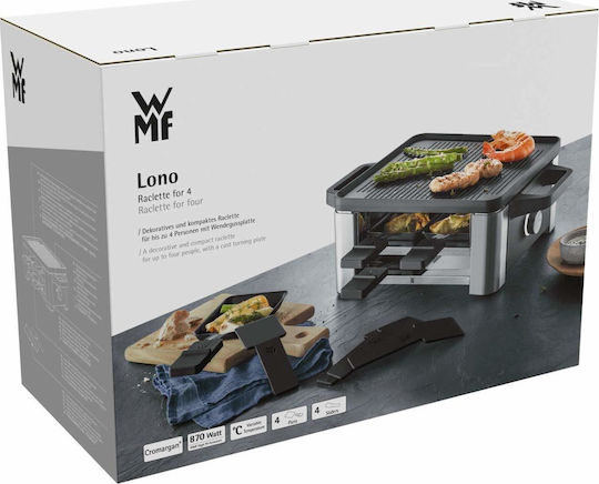 WMF Lono for 4 Επιτραπέζια Ηλεκτρική Ψησταριά Raclette Σχάρας 871W Ανοξείδωτη 36.5x24εκ.