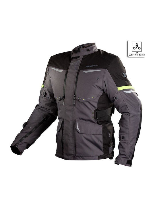 Nordcode Senegal Men's Motorcycle Jacket Cordura 4 Seasons Waterproof Dark Grey/Fluo