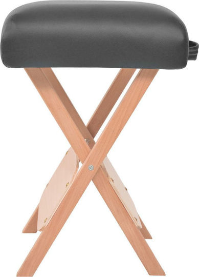 vidaXL Wooden Portable/Folding Black Massage and Physiotherapy Bed 193x67cm 3 Positions with Stool