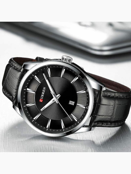 Curren Men's Watch 45mm Battery with Leather Strap Black