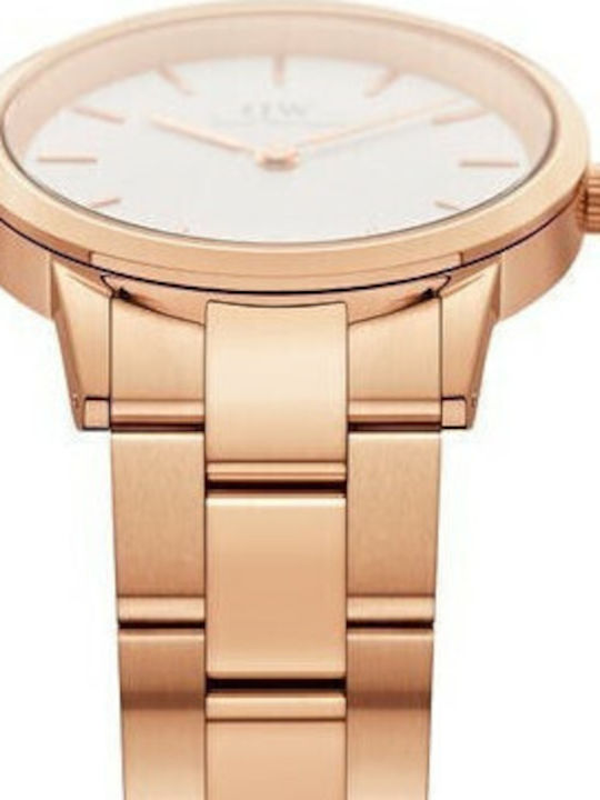 Daniel Wellington Iconic Link Women's Watch with Pink Gold Metal Bracelet