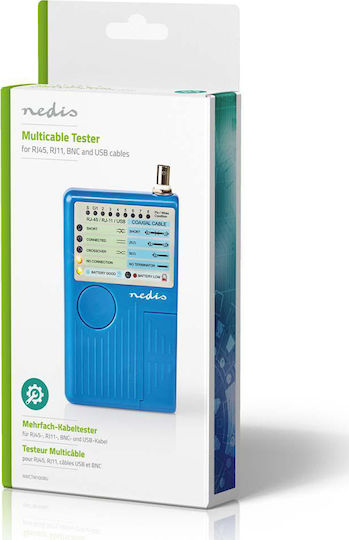 Nedis NWCTM100BU Kabeltester Netzwerk BNC / RJ11 / RJ45 / USB