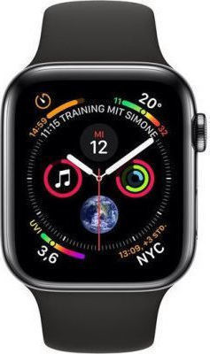 Apple Watch Series 4 Cellular Stainless Steel 44mm Waterproof with eSIM and Heart Rate Monitor (Black)