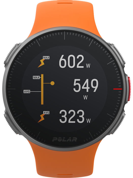 Polar Vantage V HR Stainless Steel 46mm Αδιάβροχο Smartwatch με Παλμογράφο (Πορτοκαλί)