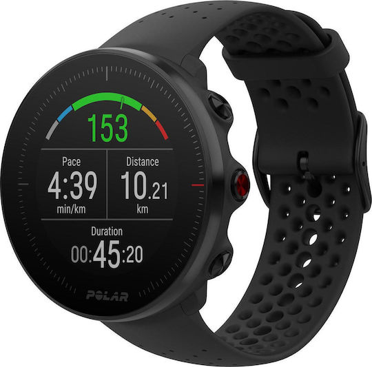 Polar Vantage M M/L Stainless Steel 46mm Αδιάβροχο Smartwatch με Παλμογράφο (Μαύρο)