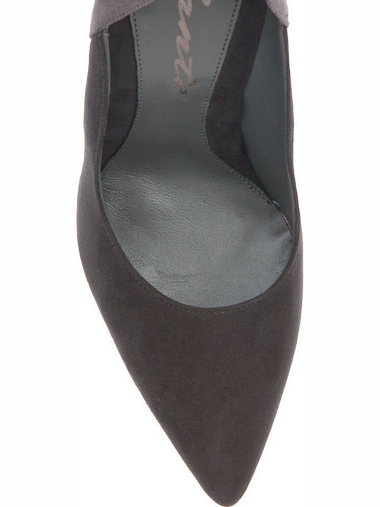 Sante Suede Pointed Toe Stiletto Gray High Heels