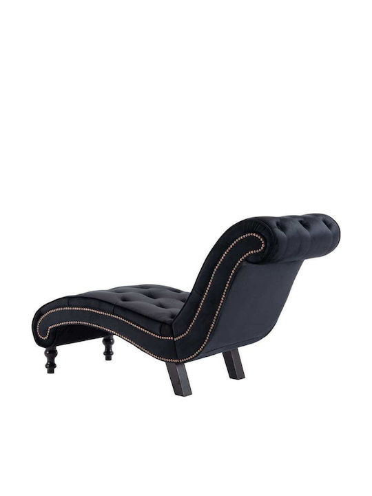 Vintage Ανάκλιντρο Chesterfield Βελούδινο Μαύρο Μ145xΠ52xΥ77εκ.