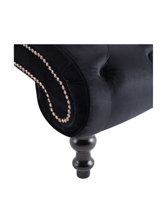 Vintage Ανάκλιντρο Chesterfield Βελούδινο Μαύρο Μ145xΠ52xΥ77εκ.