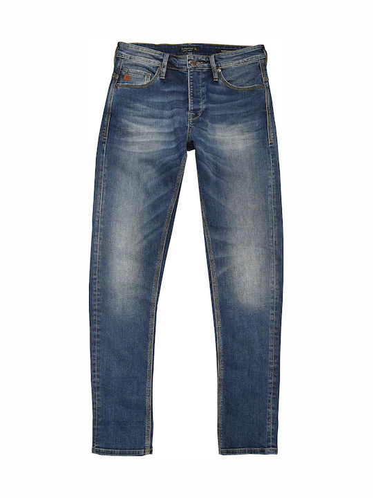 Sapphire Ανδρικό Παντελόνι Τζιν με Slim Tapered Εφαρμογή Μπλε