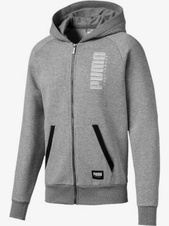 Puma Athletics Men's Sweatshirt Jacket with Hood and Pockets Gray