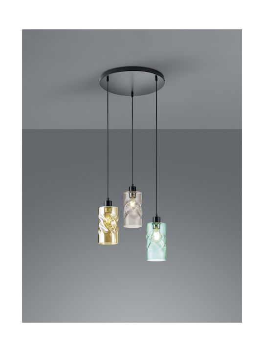 Trio Lighting Swirl Μοντέρνο Κρεμαστό Φωτιστικό Τρίφωτο με Ντουί E27 Πολύχρωμο