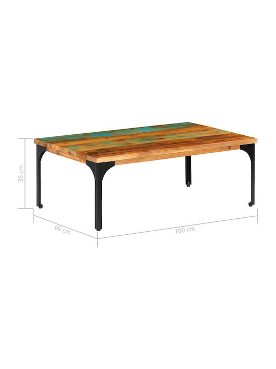 vidaXL Kaffeetisch Zentral aus Massivholz Mehrfarbig M100xL60xH35cm
