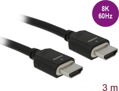 DeLock HDMI 2.1 Cable HDMI male - HDMI male 3m Black