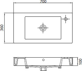 Karag Minos Montat pe perete Suspendat Chiuvetă Porțelan 70x36x10cm Alb