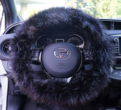 Simoni Racing Car Steering Wheel Cover Flurry Fur with Diameter 37-39cm Γούνινο Synthetic Black