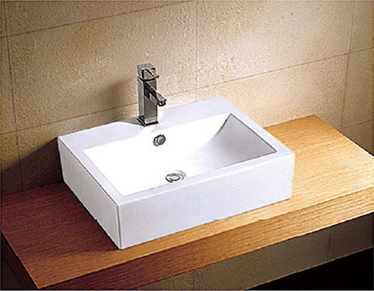 Karag Επικαθήμενος Νιπτήρας Πορσελάνης 61x44x14.5cm Λευκός Karag Επικαθήμενος Νιπτήρας Πορσελάνης 61x44x14.5cm Λευκός
