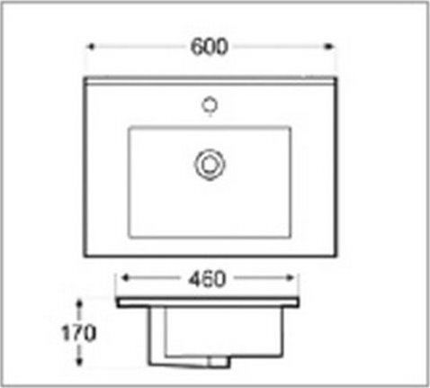 Karag LT 7506 Einbau Badezimmerwaschbecken aus Porzellan 60x47x18cm Weiß