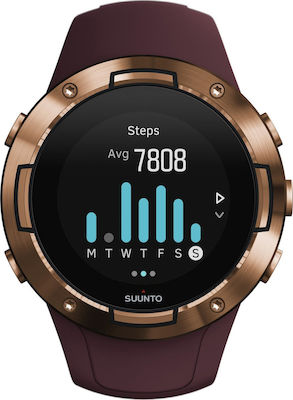 Suunto 5 Stainless Steel 46mm Waterproof Smartwatch with Heart Rate Monitor (Burgundy Copper)