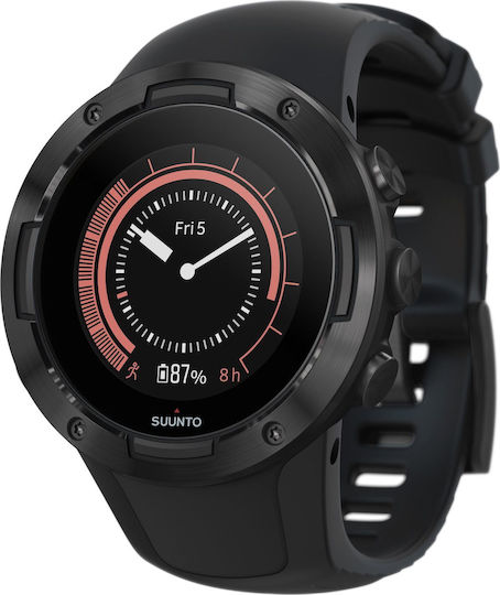 Suunto 5 Stainless Steel 46mm Waterproof Smartwatch with Heart Rate Monitor (All Black)