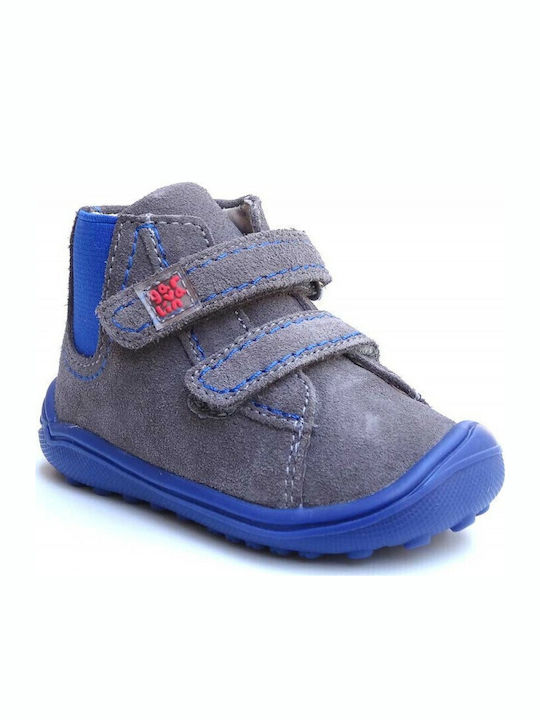 Anatomic Leather Kids Boots with Hoop & Loop Closure Grey