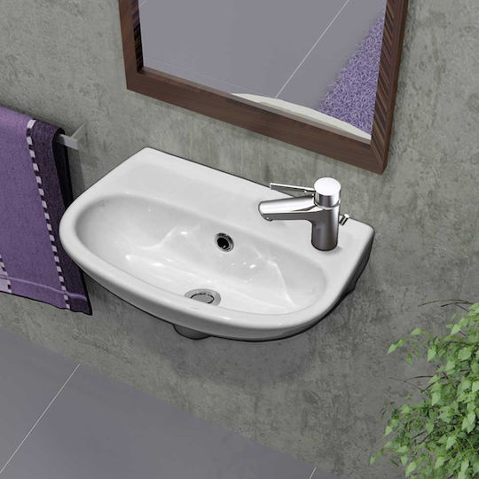 Serel 1301 Montat pe perete Suspendat Chiuvetă Porțelan 40x25x14.5cm Alb