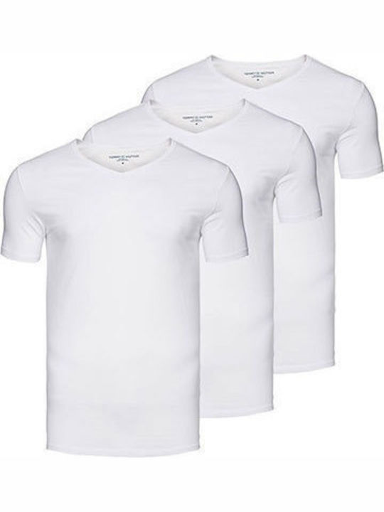 Men's Undershirts Short-sleeved in White Color 3Pack