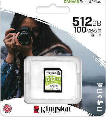 Kingston Canvas Select Plus SDXC 512GB Clasa 10 U3 V30 UHS-I