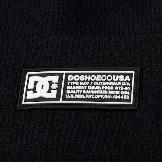 Label Beanie Ανδρικός Σκούφος Πλεκτός σε Μαύρο χρώμα