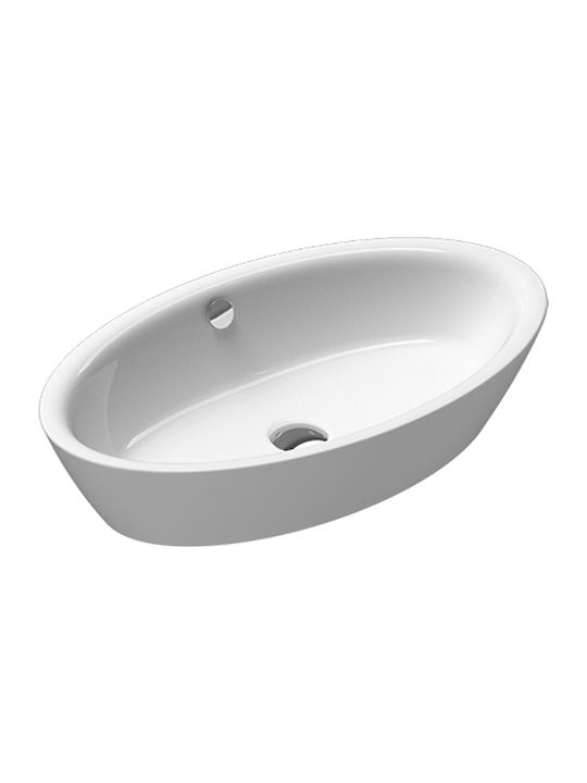 GSI Sand Επικαθήμενος Νιπτήρας Πορσελάνης 70x42x15cm Λευκός