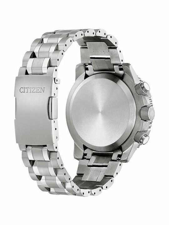 Citizen Promaster Sky Ανδρικό Ρολόι 45mm Χρονογράφος Eco - Drive με Ασημί Μεταλλικό Μπρασελέ